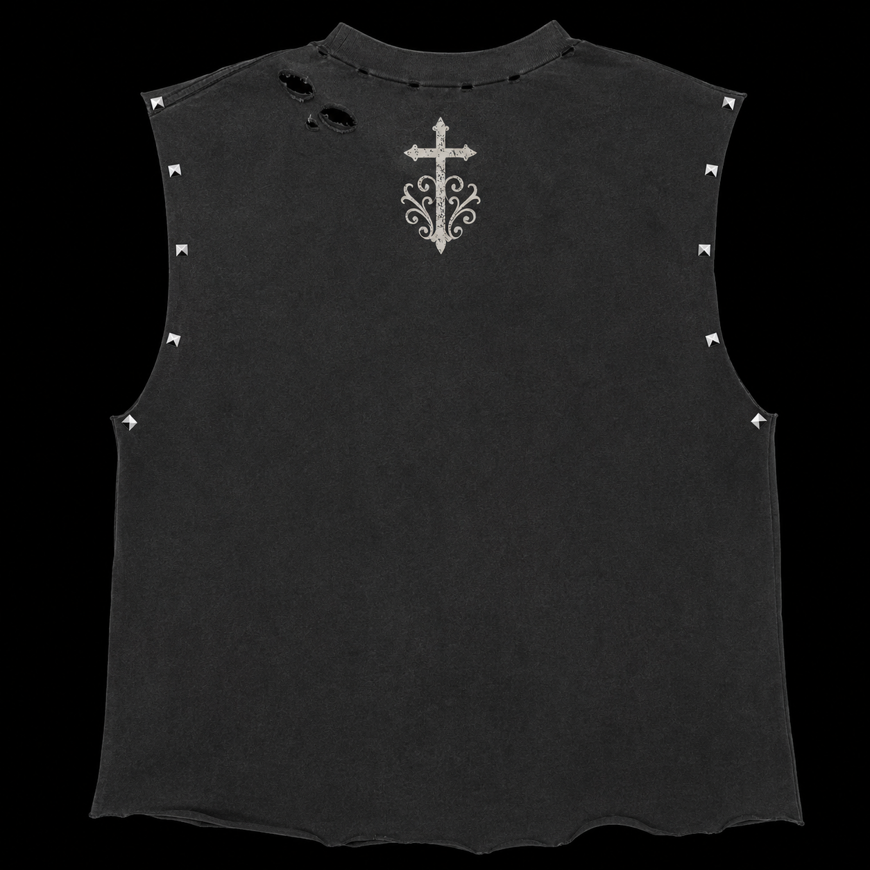 SAINTISH "HEAVEN'S GAZE" SLEEVELESS STUDDED MUSCLE TEE