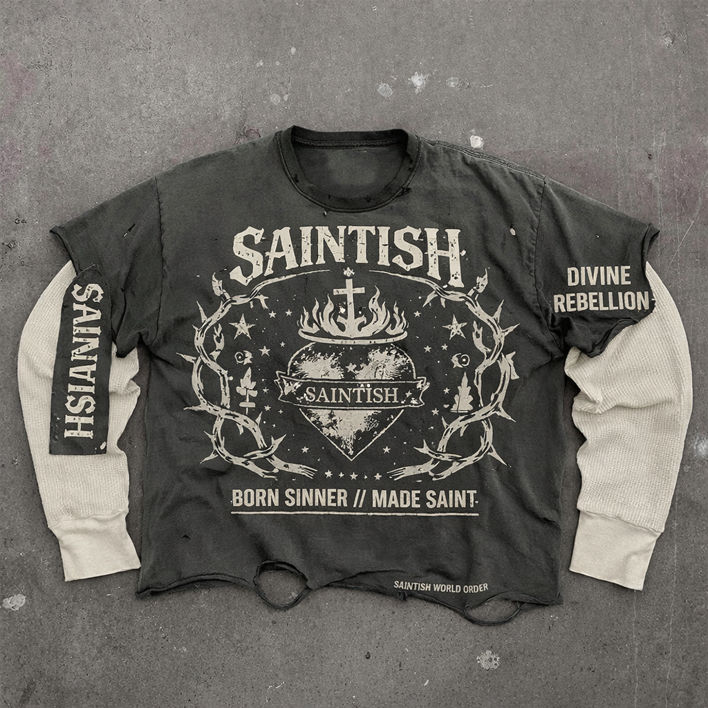 SAINTISH "CROWNED HEART" DOUBLE LAYER TEE